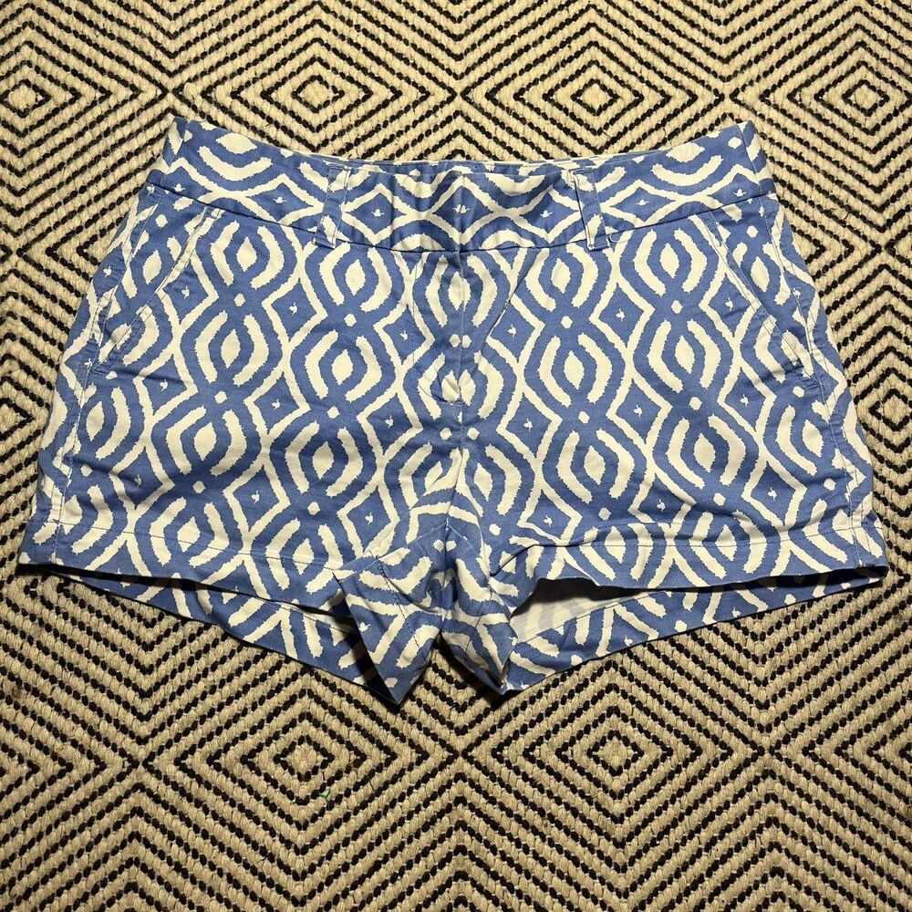 Vineyard Vines Shorts Women's 6 Blue White Print Cotton Stretch Pockets Whale